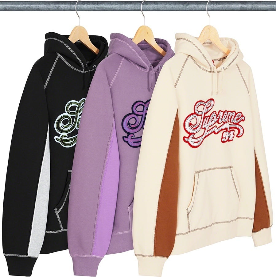 Paneled Script Hooded Sweatshirt
